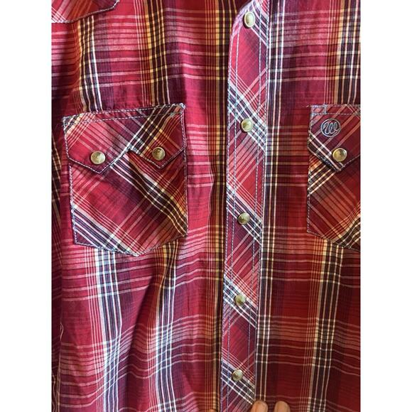 Vintage Wrangler Western Red Plaid Pearl Snap Shirt Mens Medium American Cowboy - Picture 4 of 8